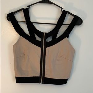 Tan and black crop top